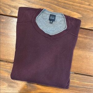 Saks Fifth Avenue Red and Gray Crewneck Sweater